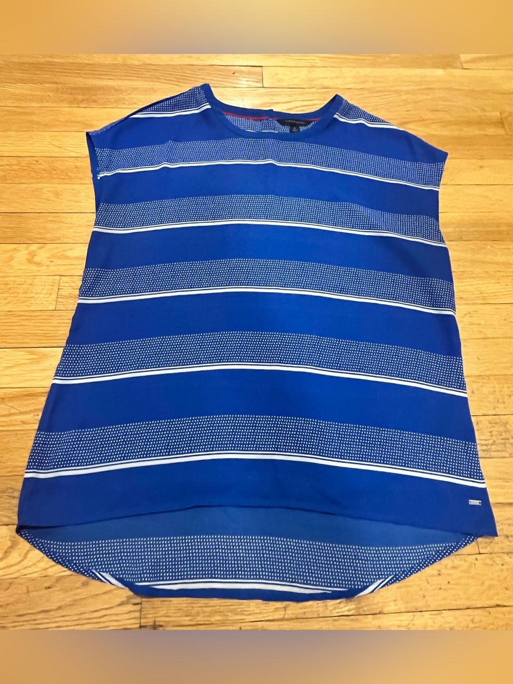 Tommy Hilfiger Blue and White Striped Cap Sleeve Top, size M
